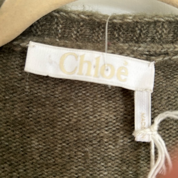 NWT Chloe Heathered green long open front cardigan - embroidery - Picture 6 of 6